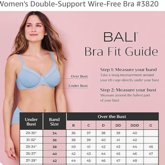 ⭐️2/$30⭐️ BALI Comfort-U 3820, royal blue satin no-wire bra, 40D, like new - Picture 5 of 5